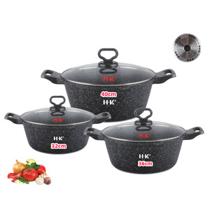 Juego de ollas antiadherentes H-K de 32 cm, 36 cm y 40 cm con tapas para sopas y caldos - Product Image 1