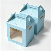 Caja para Pastel de Cartón de Diseño Simple, Plegable, Reciclada, de Alta Calidad, con Ventana de PET, Caja para Empacar Alimentos