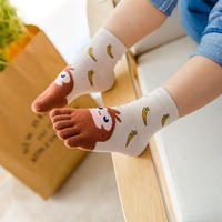 Chaussettes fantaisie en coton pour enfants, motif animaux mignons, cinq doigts, vente en gros