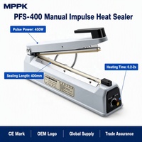 Scelleuse à Impulsion Manuelle Portable 400mm, Mini Machine de Scellage Thermique pour Petites Entreprises, Sacs Plastiques, Conservation Alimentaire, avec Minuteur