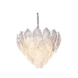 Luxus Wohnzimmer Esszimmer Kristallglas Blätter dekorative moderne Kronleuchter Pendel leuchte