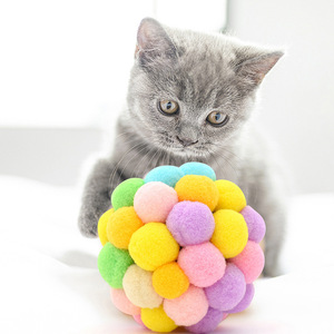 Pet <b>Cat</b> Toy Rainbow Ball <b>Plush</b> Interactive Boredom Buster For <b>Cats</b> - Product Image 2
