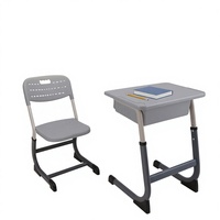 Ensemble bureau et chaise pour étudiant réglable en hauteur, mobilier scolaire ergonomique réglable avec structure métallique pour salle de classe