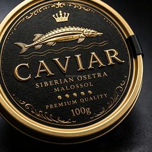 Custom Adhesive Label <b>LOGO</b> <b>Sticker</b> Gold Foil Waterproof Caviar Perse Jar Tin Lid Seal Hot Stamping Packaging Labels - Product Image 3