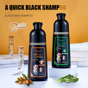Shampoo colorant capillaire rapide Disaar noir et brun à l'aloe vera pour cheveux gris – 2 types de shampooings colorants noirs en gros - Product Image 2