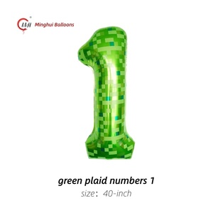 Ballons en Mylar à chiffres de 40 pouces, motif à carreaux vert pixelisé, chiffres <span class=keywords><strong>0</strong></span> à 9, ensemble complet, style jeu <span class=keywords><strong>Minecraft</strong></span>, grands chiffres, pour enfants - Product Image 3