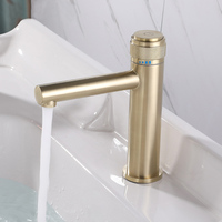 Robinet mitigeur de lavabo moderne à poignée unique, finition or brossé, eau froide, à poser sur le comptoir, monotrou