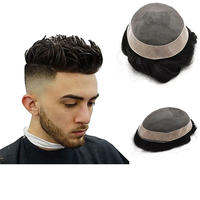 Toupets de cheveux humains de bonne qualité Mono dentelle avec Npu autour des systèmes de remplacement de cheveux 32mm vague prothèse capillaire de perruque pour hommes