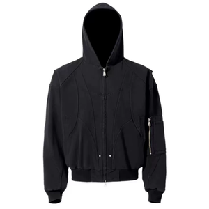 Duck <b>Canvas</b> Vintage Plain Dyed Custom Front Logo Standard Crocheted Bomber <b>Jacket</b> <b>Men's</b> - Product Image 3