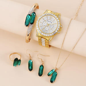 YuSa 344 cadeau promotionnel dames robe cadran rose montre-bracelet horloge 6 pièces/ensemble Bracelet Quartz femmes montre coffret cadeau - Product Image 5