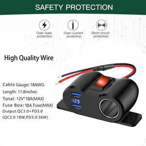 5V/4.2A impermeable motocicleta <span class=keywords><strong>USB</strong></span> cargador enchufe PC sistema de alimentación adaptador con encendedor de cigarrillos para coches - Product Image 6