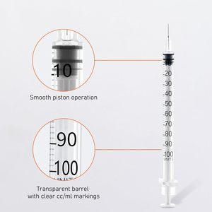 Jeringa de Insulina Naranja Desechable de Grado Médico de Fábrica de 1 ml, 0.5 ml, 0.3 ml, 31 g para Diabéticos con Aguja Fija - Product Image 2