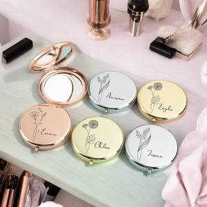 Custom Logo Portable Double Sided Mirror Foldable Mirror Cosmetic Gifts Pocket Round Small Makeup Pocket Mirror
