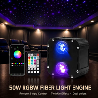 Kit de plafond étoilé à fibres optiques RGBW scintillantes, contrôle par application, kit d'éclairage à fibres optiques LED bicolore pour club, bar, KTV