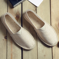 Espadrilles basses rétro classiques Mocassins en toile de chanvre respirants à la mode polyvalents absorbant la sueur pour l'automne non lavables