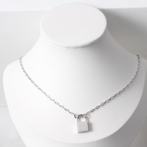 Vendita Calda: Regalo <span class=keywords><strong>di</strong></span> <span class=keywords><strong>San</strong></span> <span class=keywords><strong>Valentino</strong></span>, Collana con Ciondolo a Lucchetto Inciso in Acciaio Inossidabile, Elegante per Donne - Product Image 5