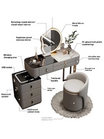 Coiffeuse en bois massif de haute qualité miroir de courtoisie de maquillage éclairé par LED moderne noir Antique maison salle de bain chambre commode rangement
