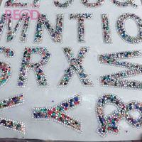 Hot fix/auto-adhésif A-Z 26 lettres autocollant diamant Alphabet anglais Applique Patch pour vêtements Badge pâte