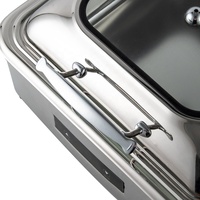 6,5-Liter-Elektro-Chafing-Dish, quadratisch, hydraulisch, Speisenwärmer mit silbernem Glasdeckel, moderner Buffet-Server für Hochzeiten, Hotels und Restaurants