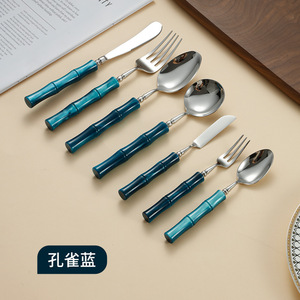 Juego de Cubiertos de Acero Inoxidable 304 con Mango Blanco Perla, Cubertería Occidental para Cena, Tenedor, Cuchara, Cuchillo, Vajilla para Bodas - Product Image 3