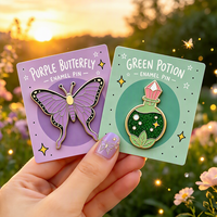 Épingles de revers en émail dur et souple, personnalisées avec motif papillon, en forme de bouteille de paillettes, thème 'Potion Magique des Sorcières', vente en gros