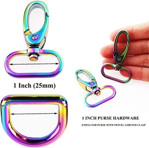 D Ring For Purse With Swivel Snap Hooks Clasps Metal Purse Hardware For <b>Bag</b> Making PCS Inch <b>Rainbow</b> Purse Hardware <b>Bag</b> Keychain - Product Image 3