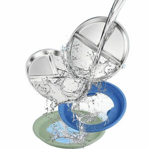 Piatto bambino 8 pollici in acciaio inox con aspirazione per bambini Non tossico BPA Free Non scivolamento infrangibile per bambini Snack piatti - Product Image 5