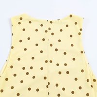 Damen Vintage Creme-Gelbes Gepunktetes Ärmelloses Maxikleid mit Seitlicher Raffung an der Taille Elegantes Lässiges Sommerkleid Kundenspezifischer Farbdruck ODM/OEM