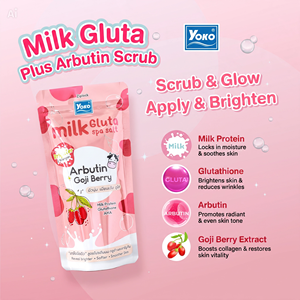 Y693 Yoko Milk Gluta Spa Salt+Arbutin 350g. <b>Body</b> <b>Scrub</b> for Skin Nourishing with Milk Protein and Exfoliates Skin Naturally - Product Image 2