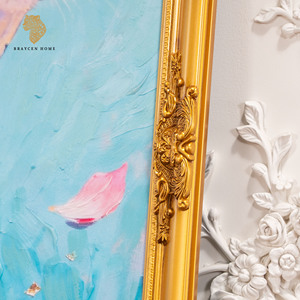 Dipinto a Olio di <span class=keywords><strong>Leopardo</strong></span> 80x120cm con Cornice in Legno Massiccio Dorato, Arte Murale Floreale e Animalier di Lusso per Soggiorno e Arredamento Casa - Product Image 4