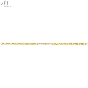 Top Quality Figaro <b>Chain</b> Minimalist Design 18K Solid Yellow Gold Real Natural Diamond Stackable Bracelet For Women Daily Wearing - Product Image 4