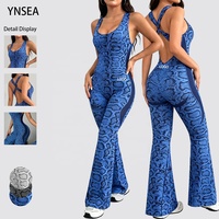 Combinaison de yoga pour femme YNSEA, vêtements de sport et de yoga, motif serpent, sans couture, bretelles croisées, jambes évasées
