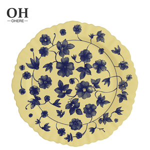 Service de vaisselle en porcelaine osseuse jaune vintage Ouhe, assiettes irrégulières pour location de mariage, vaisselle en céramique, vente en gros - Product Image 3