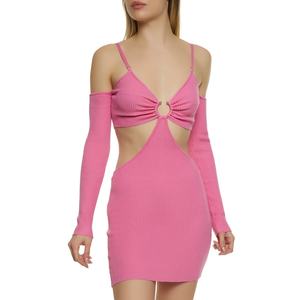 Nuevo Diseño de Vestido Ajustado para Mujer, Vestido Cortado con Cuello Redondo y Manga Larga, Mini Vestido Casual - Product Image 1