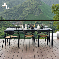 Moderno Hotel al aire libre de lujo mesa de comedor y silla de jardín Patio marco de aluminio al aire libre silla apilable muebles