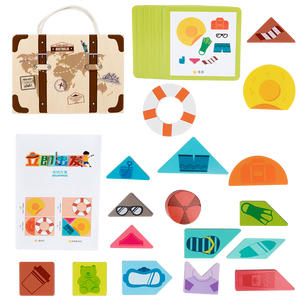 Jeu éducatif multifonctionnel en bois créatif pour enfants : cartes à perforer et jeu d'association pour l'apprentissage précoce et la formation cognitive - Product Image 2
