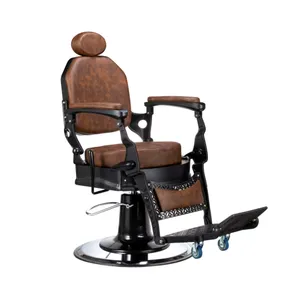 Silla de barbería reclinable de alta calidad de nuevo diseño de proveedor de fábrica creativa marrón bajo 100 sillas de Barbería para hombres