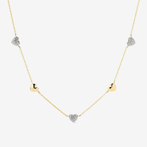 مجوهرات نسائية مرصعة بالزركونيا المكعّب بخمسة قلب قلادة من الفضة الإسترلينية المطلية بالذهب - Product Image 1