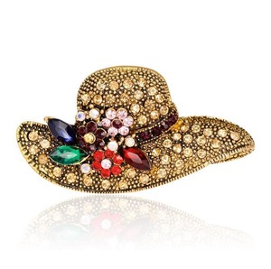 Broche de Moda Dourado Antigo Criativo Vintage com Flor de Cristal para Chapéu de Sol de Palha, Distintivo para Vestuário Diário e Cardigãs - Product Image 5