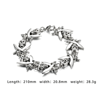 Bracelet pour homme en acier inoxydable, style mode punk gothique, avec breloques pirate, crâne, croix et épée, pour cadeau de fête, commande en gros