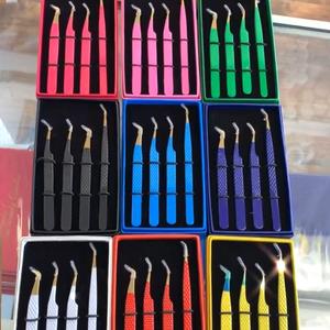 Màu tím hồng sợi tip nhíp Lash mở rộng nhíp kim cương Grip sợi tip 90 độ khối lượng <span class=keywords><strong>Tweezer</strong></span> cho lông mi mở rộng - Product Image 1