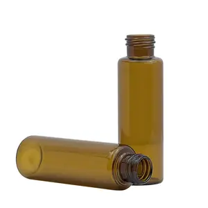Boş 10ml amber kahverengi toptan çeşitli özelleştirmek plastik bardak cam boru şeklindeki şişe vida üst siyah renk kap