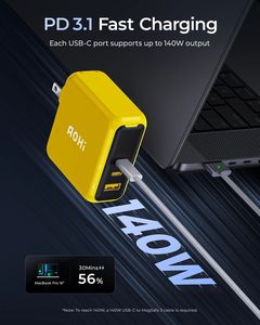 AOHI Magcube 140W USB C Chargeur PD3.1 GaN Charge Rapide Type-C Adaptateur Téléphone Haute Vitesse pour Macbook iPhone 14 Pro Max 13 - Product Image 2
