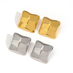 Pendientes geométricos con forma de triángulo cuadrado, chapados en oro de 18k, de aleación de zinc, joyería de moda para mujer. - Product Image 4