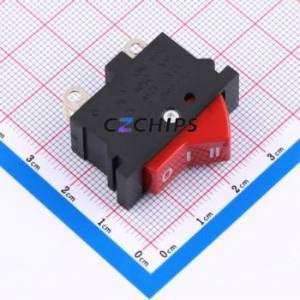 DRB-2213-P-AAS31-01R Rocker Switch Through hole Component (THT) Switch Concave Bend Solder Tab Red 6.5A - Product Image 1