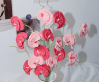 Bouquet de fleurs de pois doux en crochet rose fait main pour mariage, remise de diplôme, Halloween, décoration de la maison, cadeau écologique