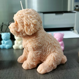 Bougie parfumée artisanale en cire de soja flottante, à combustion longue durée, non toxique, pour la décoration intérieure, motif chien Teddy assis mignon, pour les passionnés. - Product Image 6