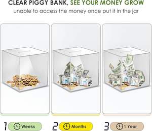 현대적인 친환경 투명 아크릴 저금통 (성인용) - 열 수 없는 재미있는 돈 저축 선물, 집 장식 - Product Image 5