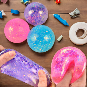 ลูกบอลบีบคลายเครียด TPR สีทองมอลโทส ขนาด 6 ซม. ประกายมุกออโรร่า บีบแล้วคืนตัวช้า บรรเทาความเครียด - Product Image 2