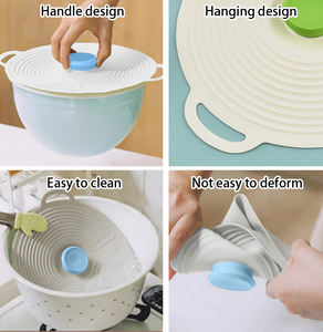 ฝาปิดซิลิโคนเพื่อความสดใหม่เกรดอาหารนำมาใช้ใหม่ได้ทนต่ออุณหภูมิสูงฝาปิดจานฝาฝาไมโครเวฟ - Product Image 6